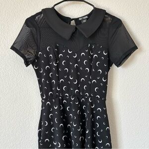 Gothic Hot Topic Black and White Crescent Moon Dress